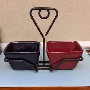 Pampered Chef Simple Additions Two Bowls W/Caddy EUC